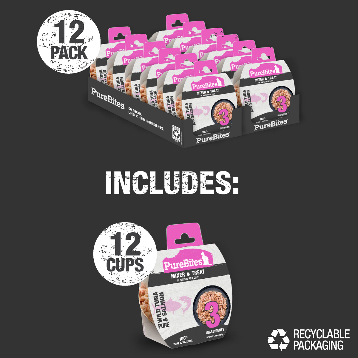 Mélange Thon & Saumon pour Chats Pack de 12