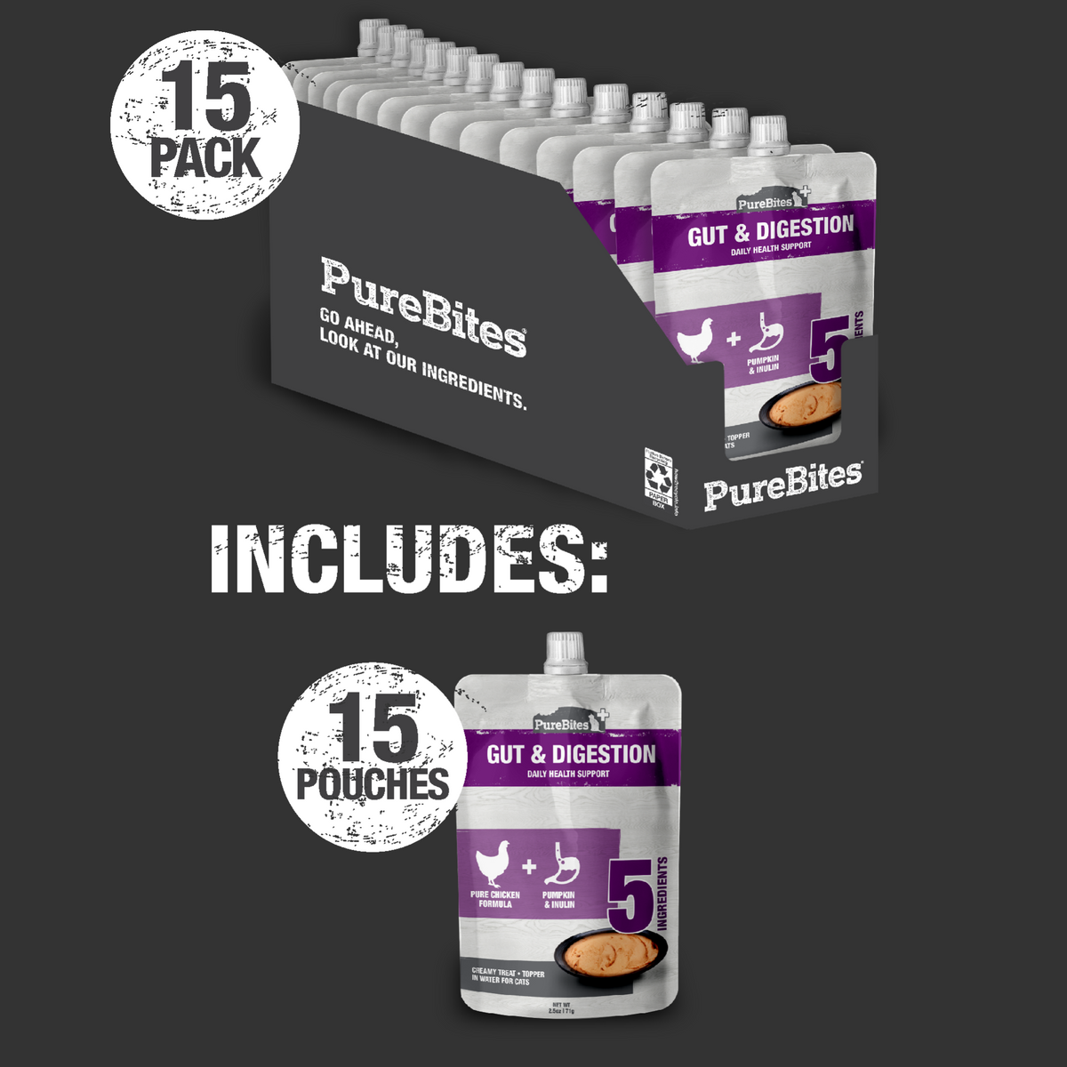 Digestion Squeezable for Cats 15-pack