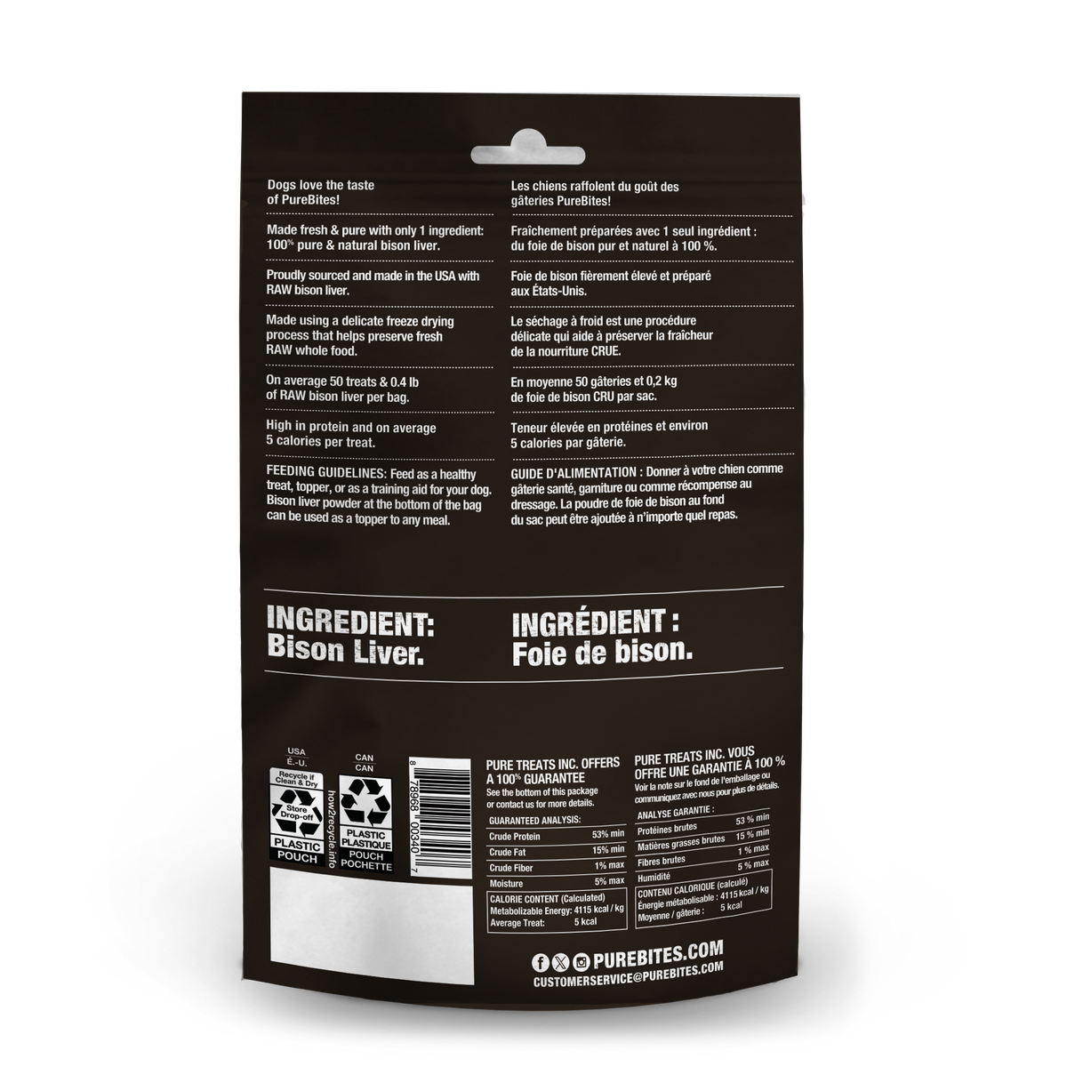 Wild PureBites pour chien, Foie de bison