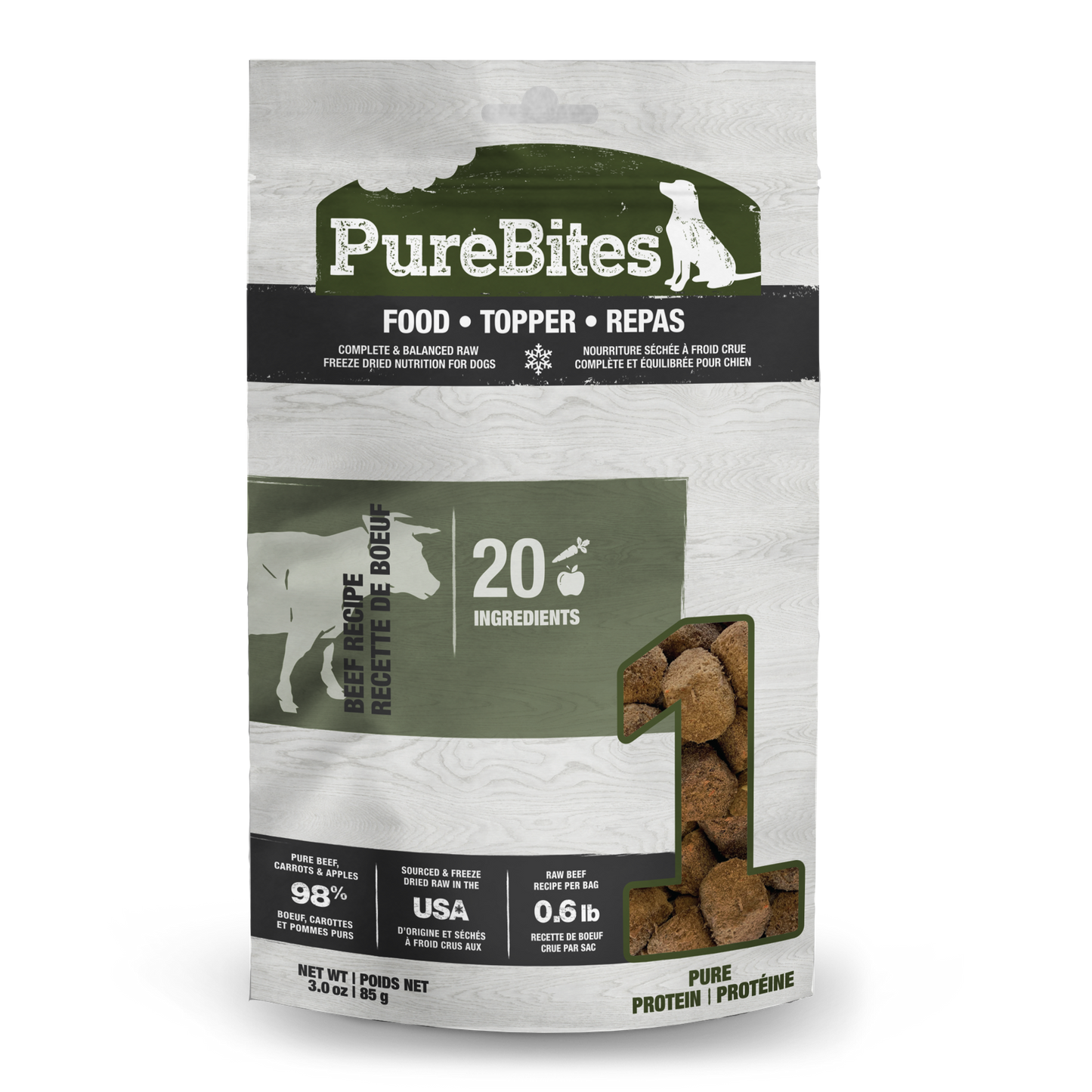 PureBites Beef Freeze Dried Dog Food 20 Ingredients Made In USA 10oz