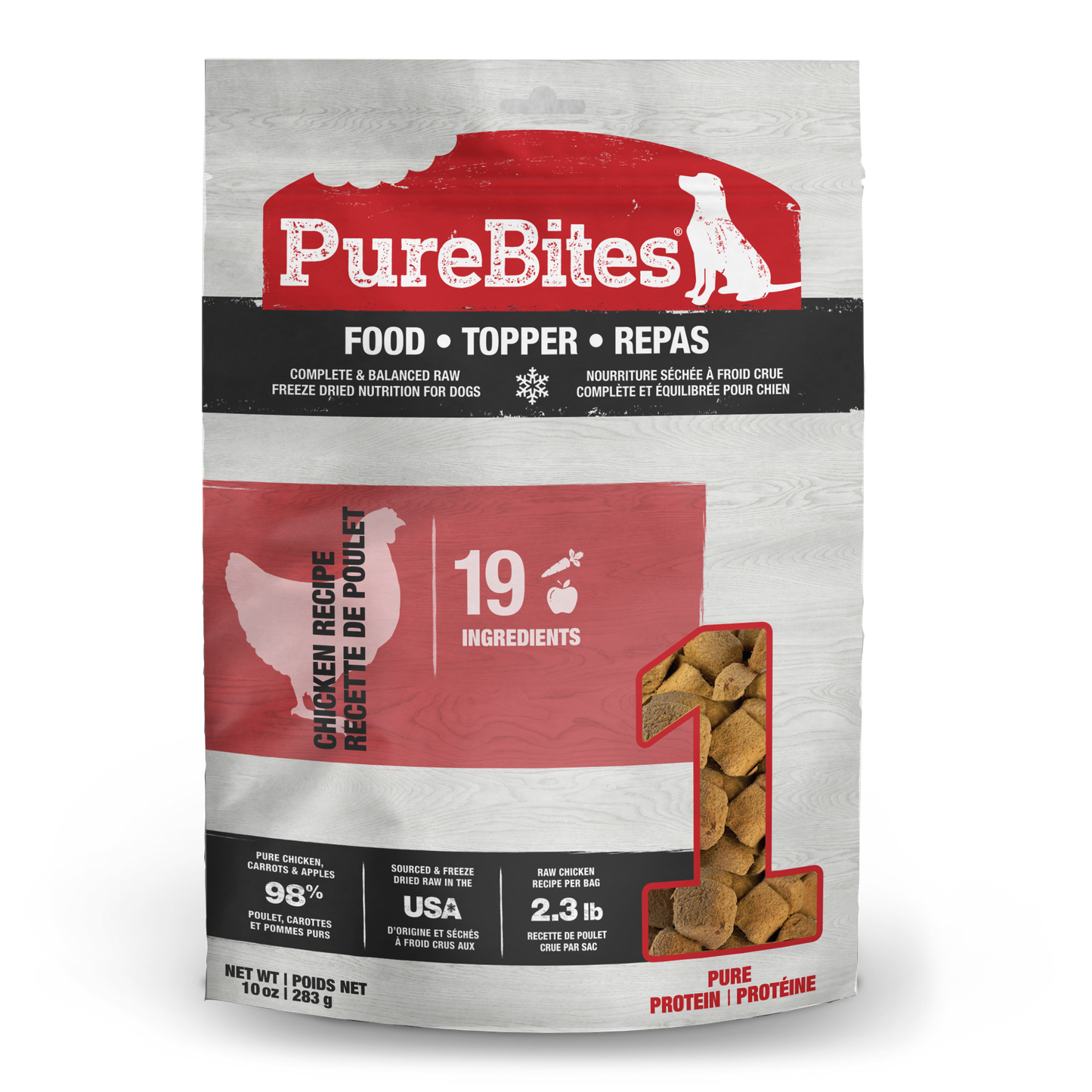 PureBites Chicken Freeze Dried Dog Food 19 Ingredients Made In USA 3oz