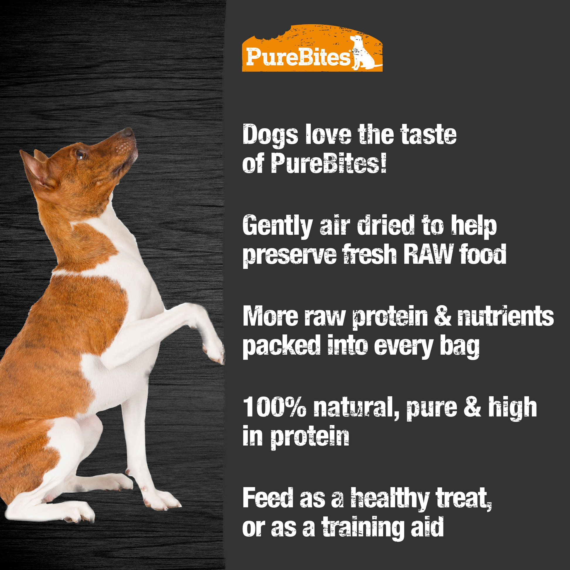 Made fresh & pure means more RAW protein and nutrients packed into every bag. Our duck jerky is delicately air dried to help preserve its RAW taste, and nutrition, and mirror a dog’s ancestral diet.