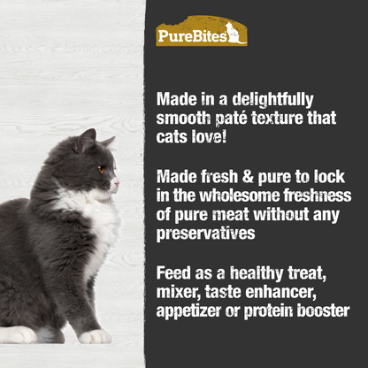 Made fresh & pure means more protein and nutrients packed into every can. The chicken & pumpkin in our patés is delicately steamed to help preserve the ingredient's taste, and nutrition, and mirror a cat’s ancestral diet